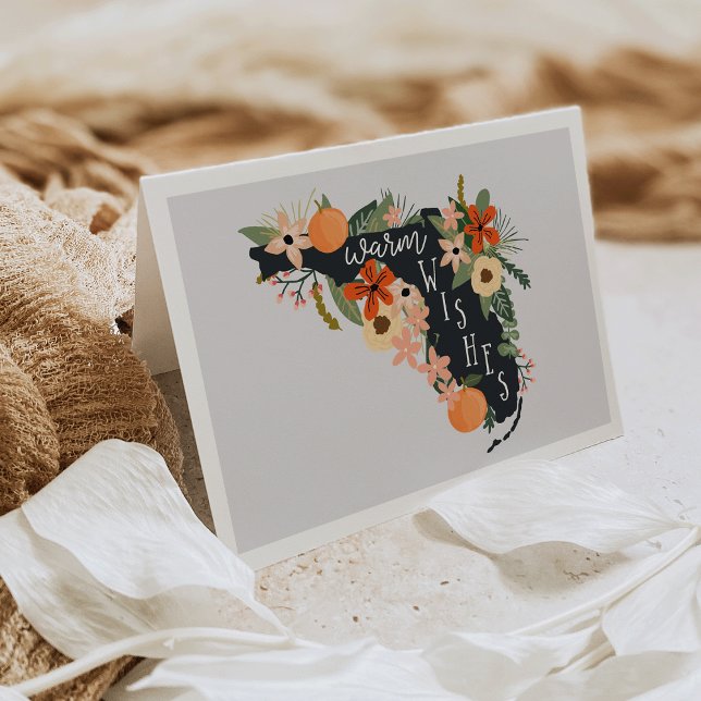 Cartão Warm Wishes From Florida Note Card | Grey (Criador carregado)