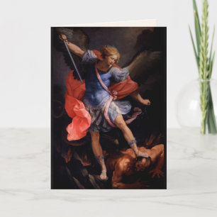 Cartão Warrior Angel Michael Derrote Satã Guido Reni Car