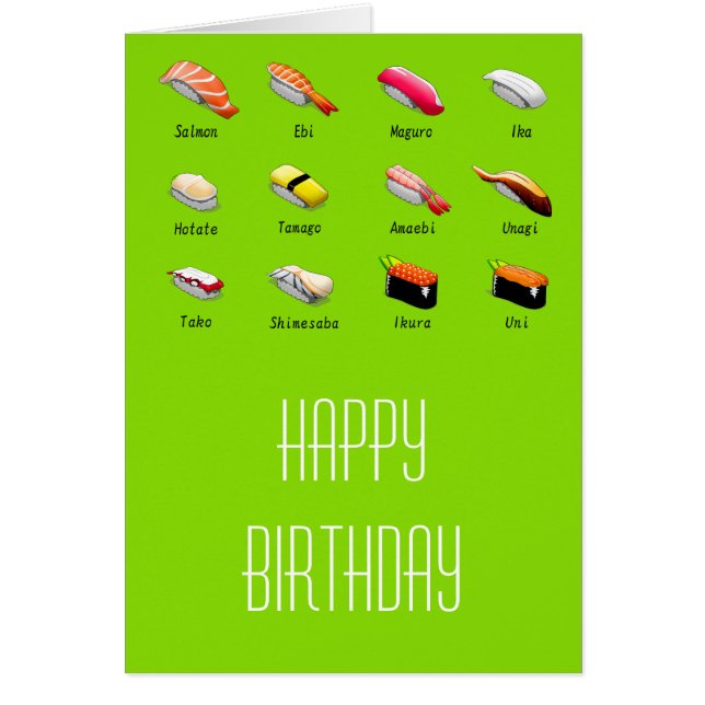 Cartão Wasabi sushi comida japonesa (Frente)