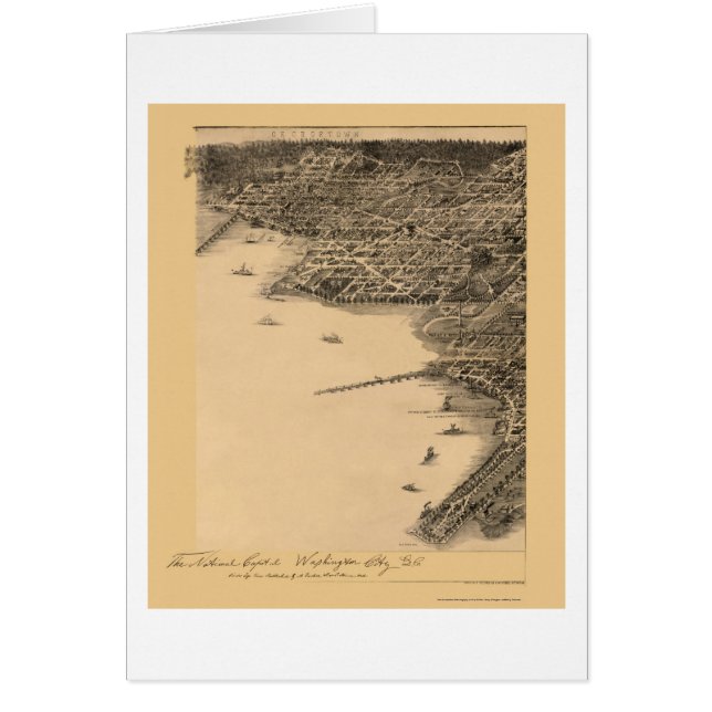 Cartão Washington, mapa panorâmico da C.C. - 1883 (Frente)