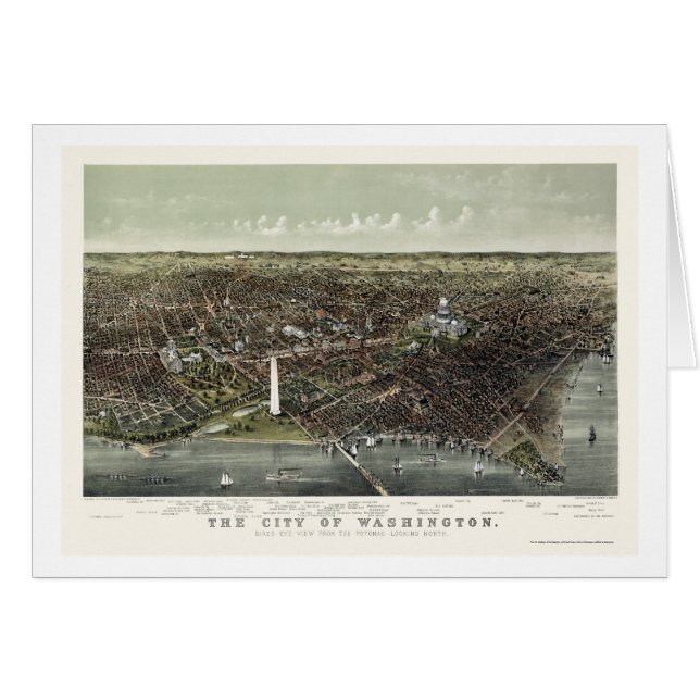 Cartão Washington, mapa panorâmico da C.C. - 1892 (Frente Horizontal)