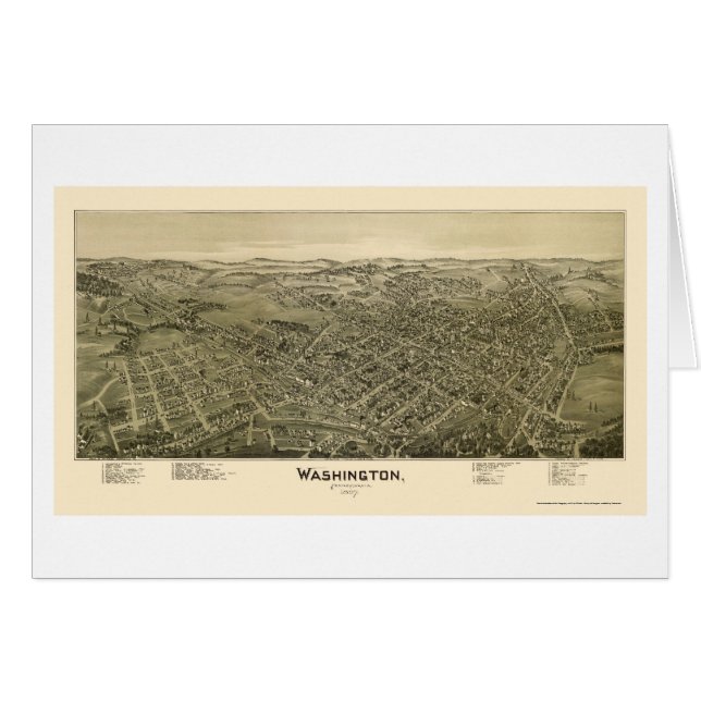 Cartão Washington, mapa panorâmico do PA - 1897 (Frente Horizontal)