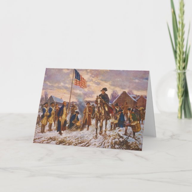 Cartão Washington no Valley Forge por Edward P. Moran (Frente)