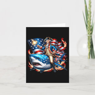 Cartão Washington Shark Funny 4 de julho Fl Americano