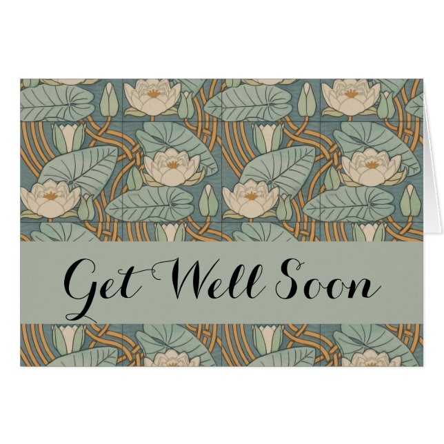 Cartão Water Lily Art Nouveau Nature (Frente Horizontal)