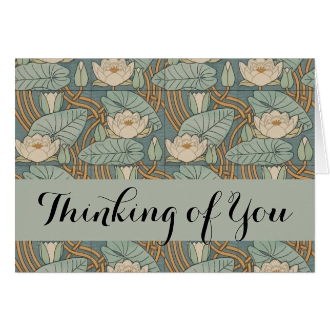 Cartão Water Lily Art Nouveau Nature (Frente Horizontal)