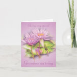 Cartão Water lily floral Grandma 95th birthday card<br><div class="desc">Personalise this card for a extra special touch. Water lily purple flowers birthday card,  Grandma 95 card. Or change text you suit your personal needs. Artwork is adapted from an original watercolour painting by Sarah Trett.</div>