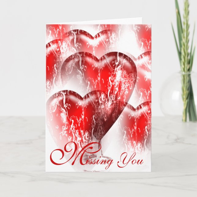 Cartão Water-Splashed Hearts Missing You Card (Frente)