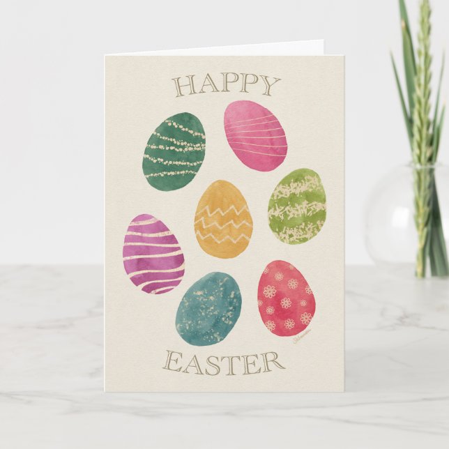 Cartão Watercolor Abstract Easter Egg Greeting Card (Frente)