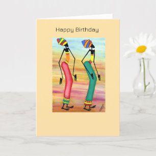 Cartão Watercolor African Art Inspirational Walthday