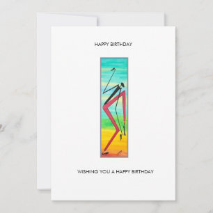 Cartão Watercolor African Art, Tricky Dancer Birthday