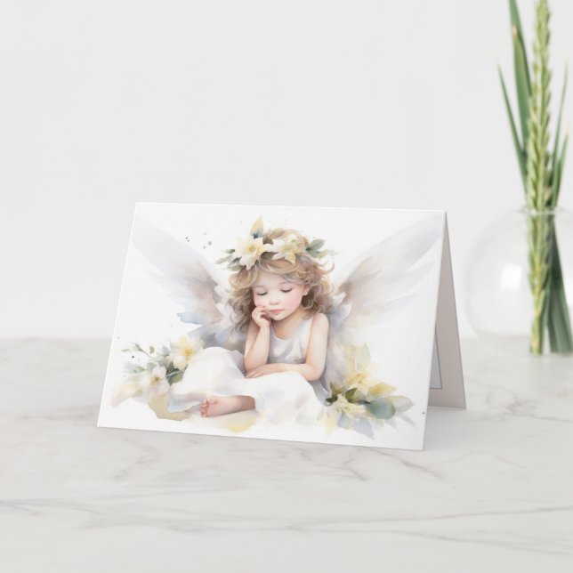 Cartão Watercolor Angel Girl (Frente)