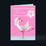 Cartão Watercolor ballet swan granddaughter 8th birthday<br><div class="desc">Watercolor whimsy swan personalized name and age birthday card. Personalize with your own name and age, reads To our beautiful granddaughter Felicia 8 and message inside reads we hope you have a wonderful day! Pretty shades of pink, aqua blue, and white. Other matching dancing ballerina swan items available. An original...</div>