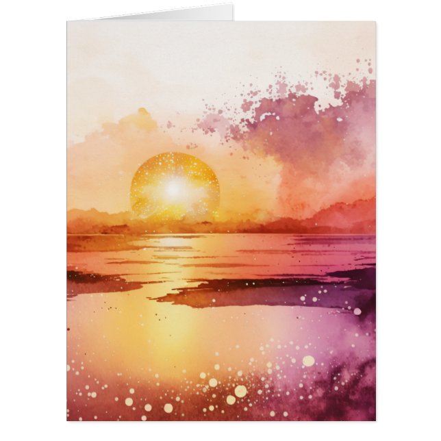 Cartão Watercolor Beach Series Design 3 (Frente)