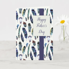 Cartão Watercolor Bird Feathers Custom Father's Day