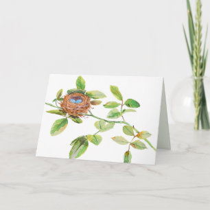 Cartão Watercolor Bird Nest