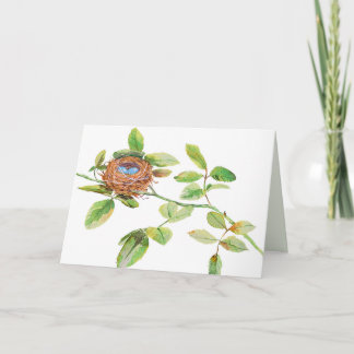 Cartão Watercolor Bird Nest