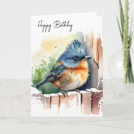 Cartão Watercolor Birthday Bird