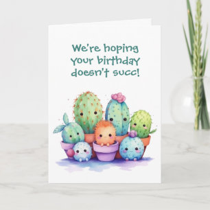 Cartão Watercolor Birthday Cactus Do Grupo