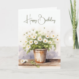 Cartão Watercolor Birthday Daisy Buquê