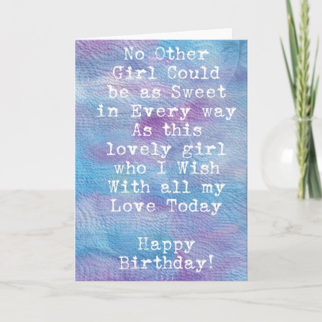 Cartão Watercolor Birthday Girl (Frente)
