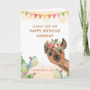 Cartão Watercolor Birthday Llama