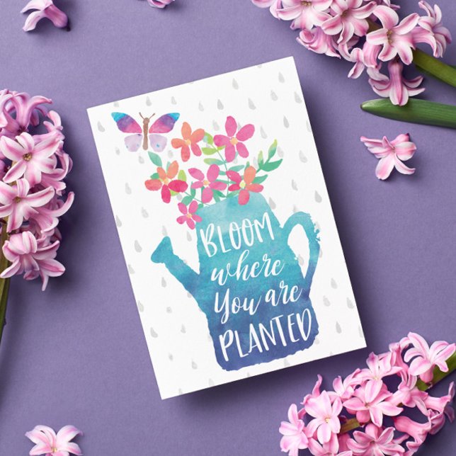 Cartão Watercolor Bloom Onde Você Está Plantado (This fresh and stylish postcard sends just the right message to a friend or loved one who might need)