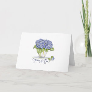 Cartão Watercolor Blue Hydrangea Flowers Thinking of You
