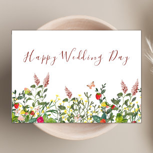 Cartão Watercolor Boho Wildflower Theme Happy Wedday