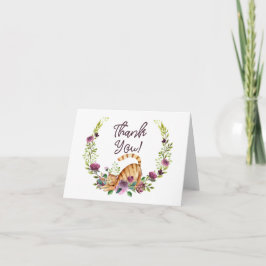 Cartão Watercolor Cat and Flowers Thank You