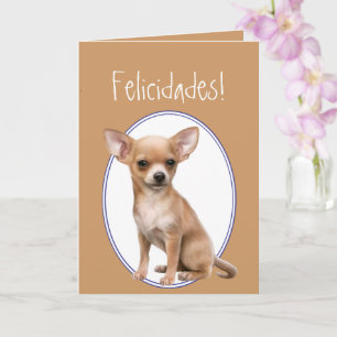 Cartão Watercolor Chihuahua,Felicidades! Custom Birthday