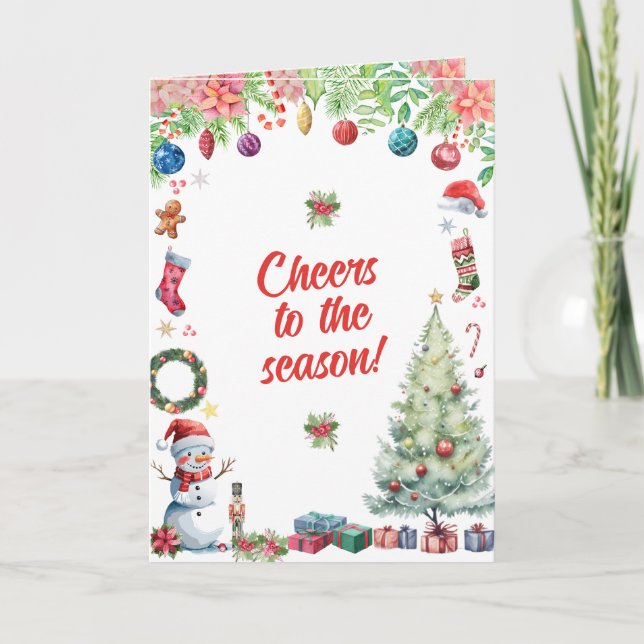 Cartão Watercolor Christmas Holiday Greeting (Frente)