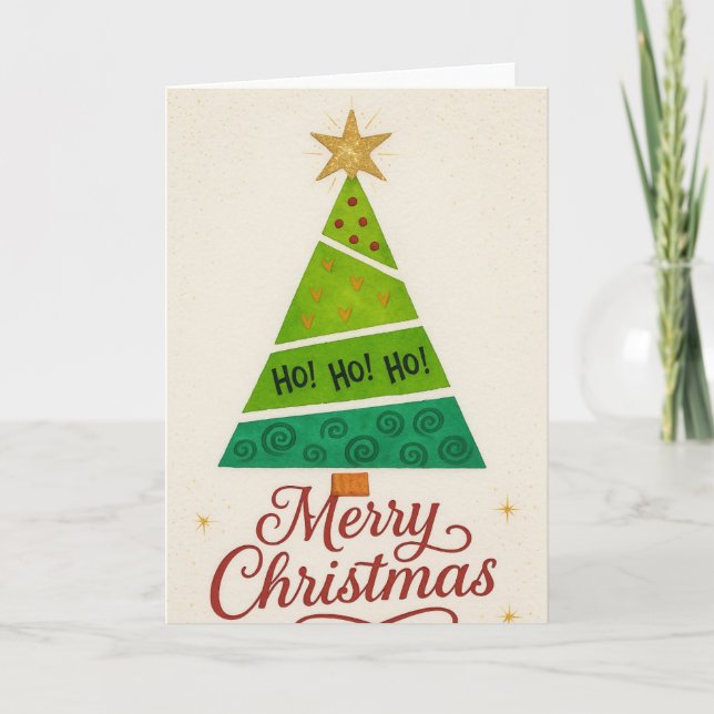 Cartão Watercolor Christmas Tree Card – Modern Holiday  (Frente)