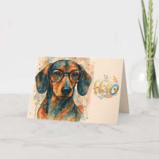 Cartão Watercolor Dachshund Hello Greeting Card