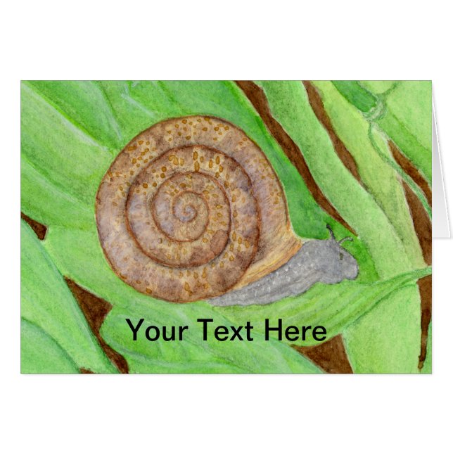 Cartão Watercolor de Snail (Frente Horizontal)