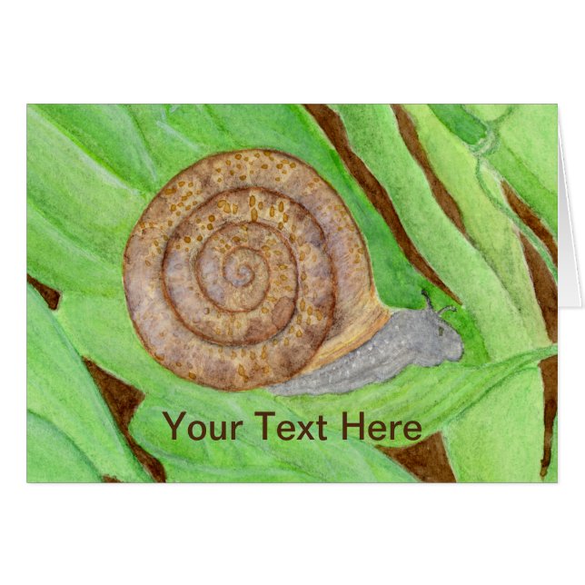 Cartão Watercolor de Snail (Frente Horizontal)