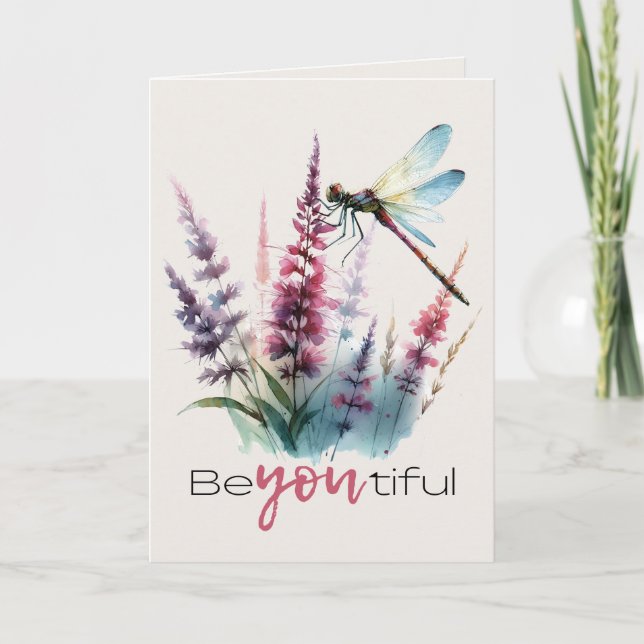 Cartão Watercolor Dragonfly Beyoutiful Encouragement  (Frente)