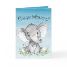 Watercolor Elephant Boy Congratulations