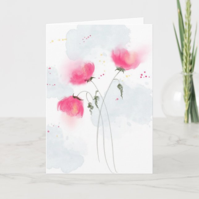 Cartão Watercolor Floral Greeting Card (Frente)