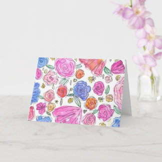 Cartão Watercolor Floral Greeting Card (Blank Inside)