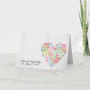 Cartão watercolor floral heart on texture