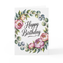 Watercolor Floral Pastel Birthday Card for Women 