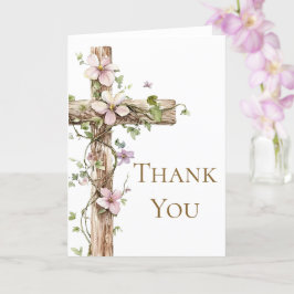 Cartão Watercolor Floral Santa Cruz Batismo Obrigado