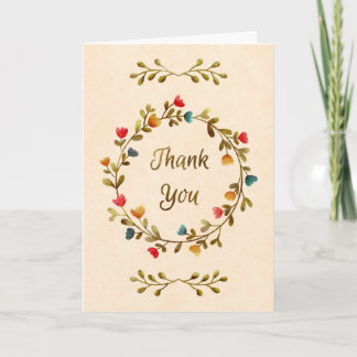 Cartão Watercolor Floral Wreath Thank You