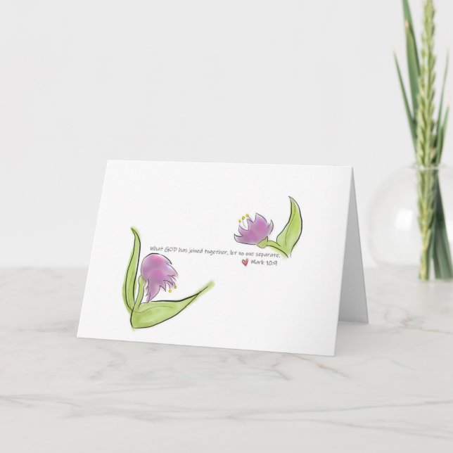 Cartão Watercolor Flowers and Bible Verse Engagement (Frente)