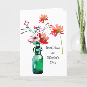 Cartão Watercolor Flowers Simple Elegant Mother's Day