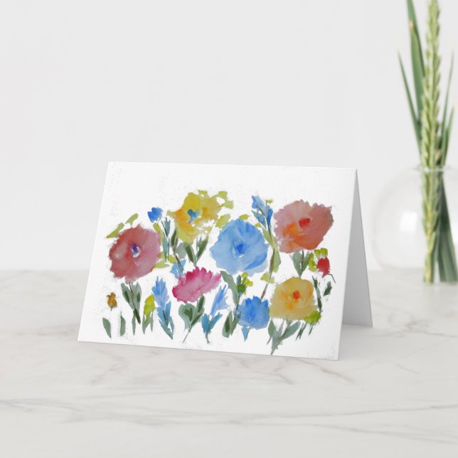 Cartão Watercolor Garden Floral ~ Blank Inside (Frente)