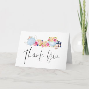 Cartão Watercolor Garden Tea Party Hand Lettered