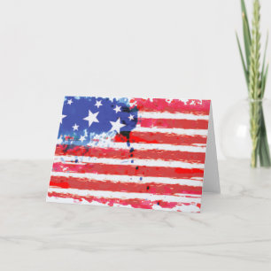 Cartão watercolor grunge American Flag