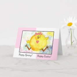 Cartão Watercolor Happy Chick Easter Card